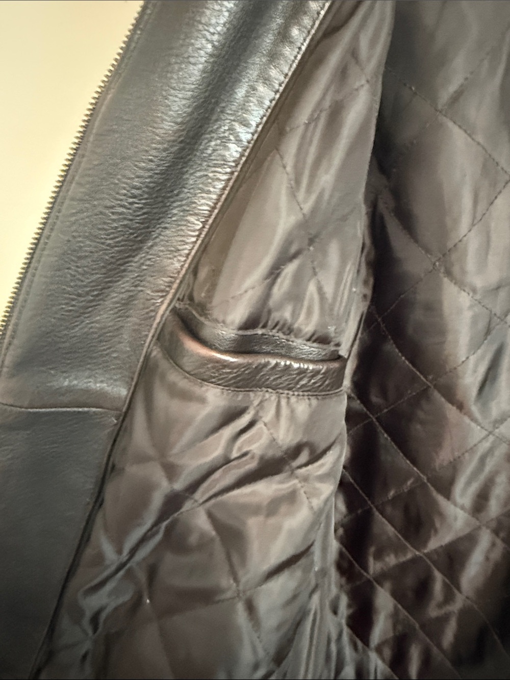 Member’s Mark Men's Brown Leather‎ Bomber Moto Full Zip Jacket Size L - Picture 11 of 14